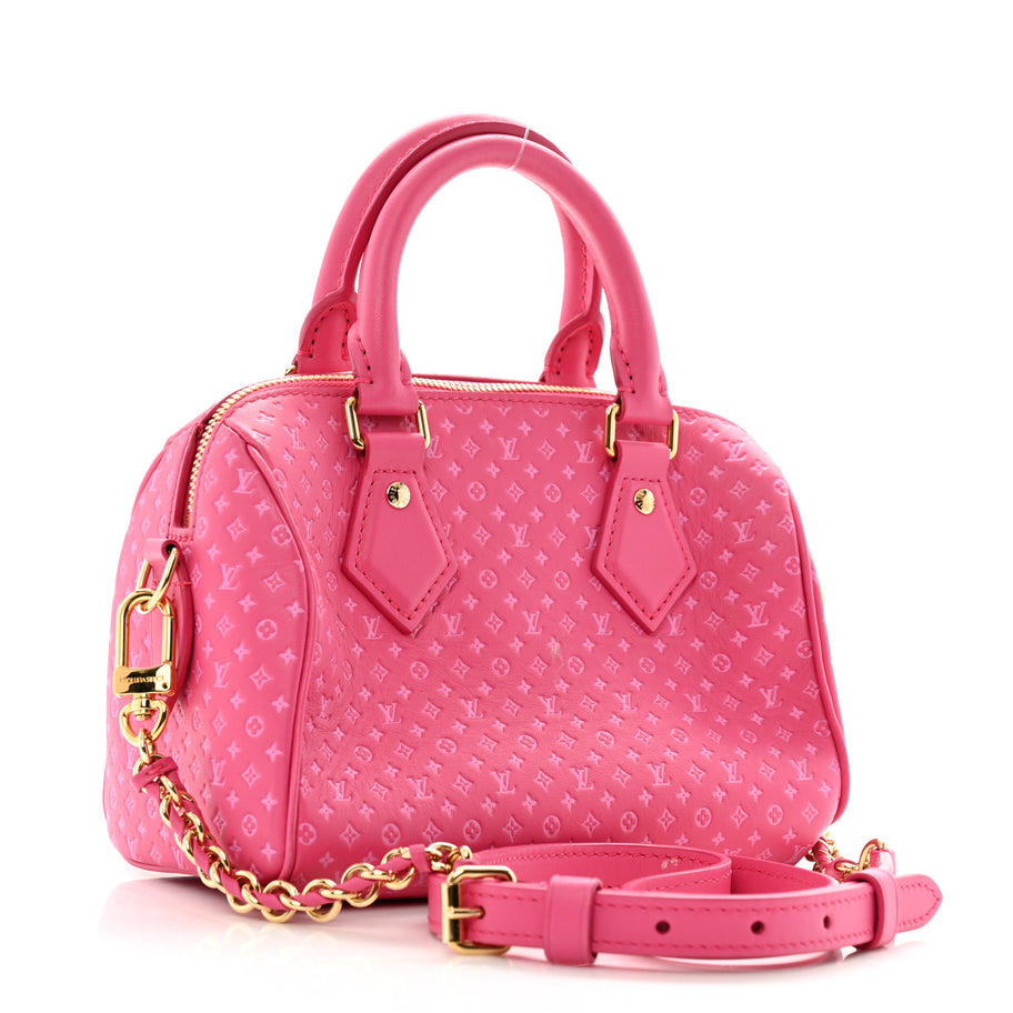 Louis Vuitton Calfskin Nanogram Embossed Speedy Bandouliere 20 Rose Image 2