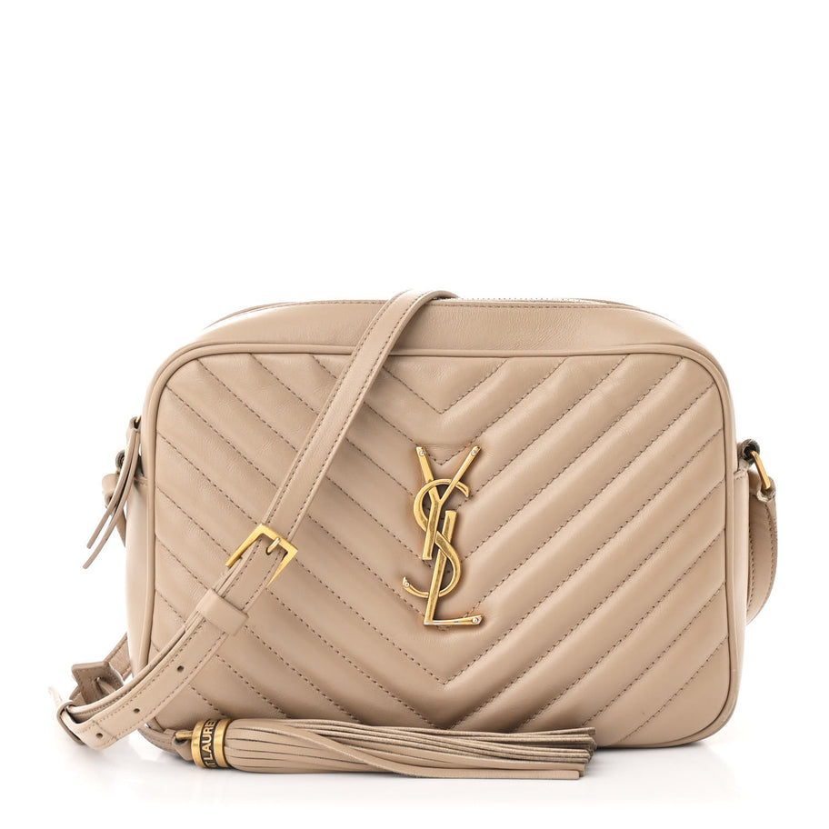 Saint Laurent Calfskin Matelasse Monogram Lou Camera Bag Dark Beige Image 1