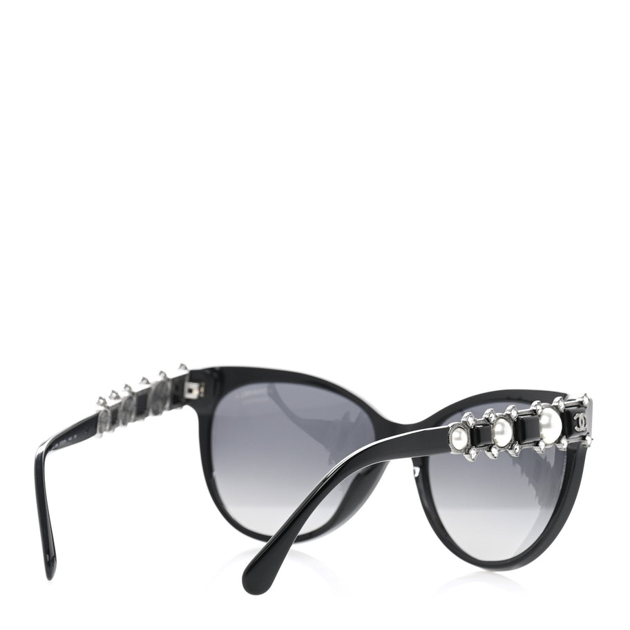 Chanel Crystal Pearl Cat Eye Sunglasses 5336-H-B Black Image 4