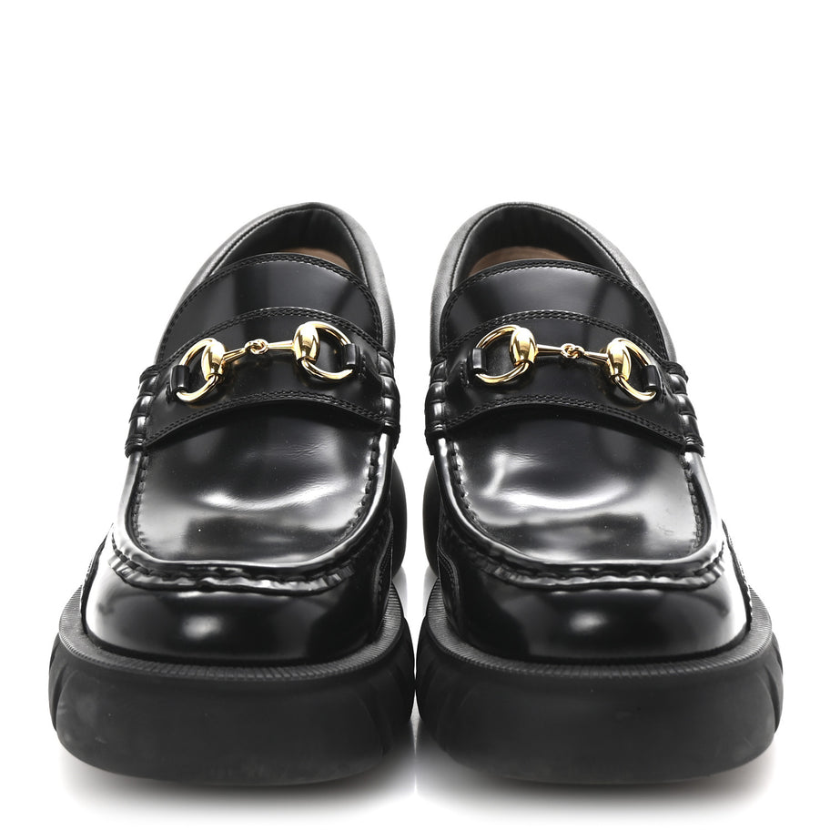 Gucci Cordovan Lux Womens Harald Horsebit 25mm Platform Loafers 40 Black Image 3