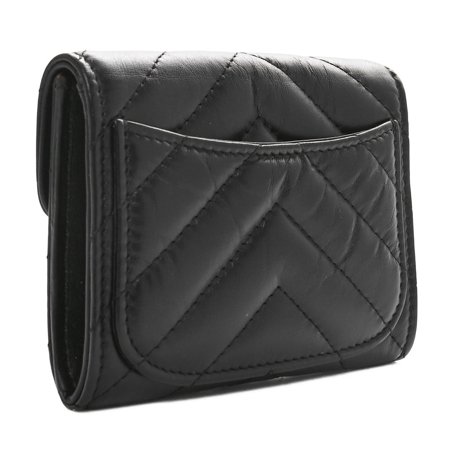 Chanel Aged Calfskin Chevron Quilted Reissue Card Holder Wallet Black Image 3