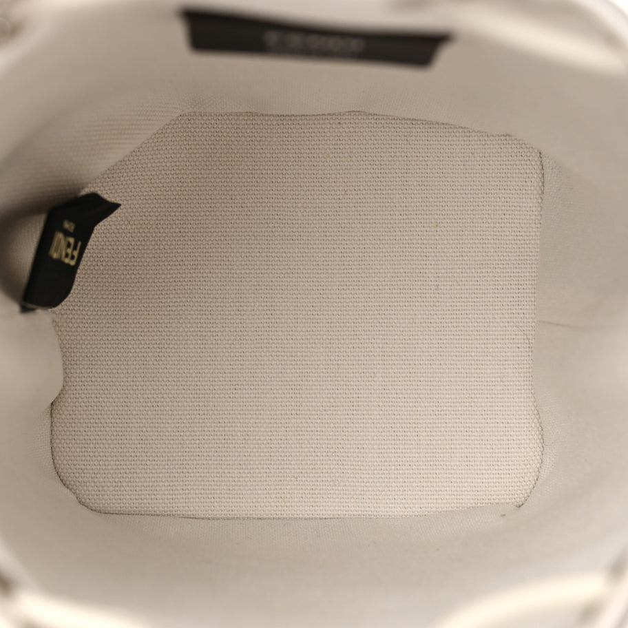 Fendi Canvas Nappa F is FF Embroidered Mini Mon Tresor Bucket Bag White Black Image 5
