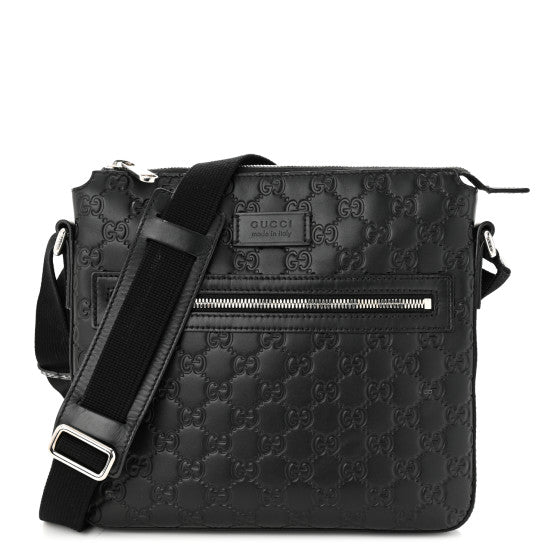 Gucci Guccissima Signature Small Messenger Bag Black Image 1