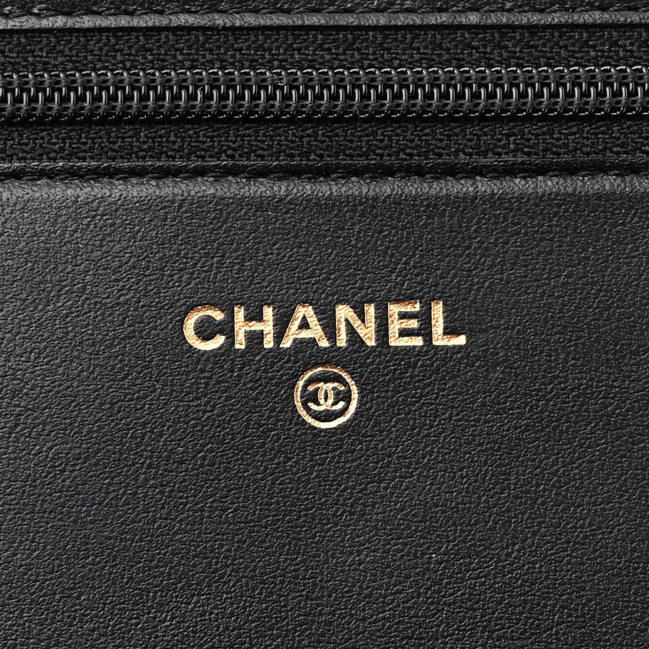 Chanel Caviar Chevron Quilted Boy Wallet On Chain WOC Black Image 6