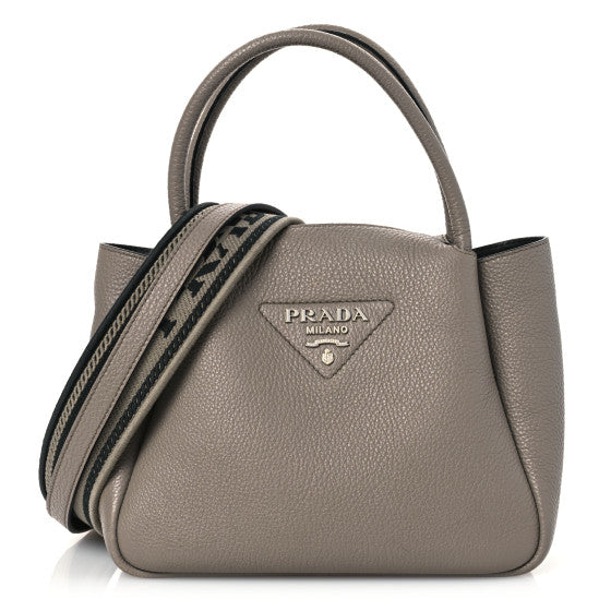 Prada Vitello Daino Soft Small Zippered Top Handle Bag Ninfea Image 1