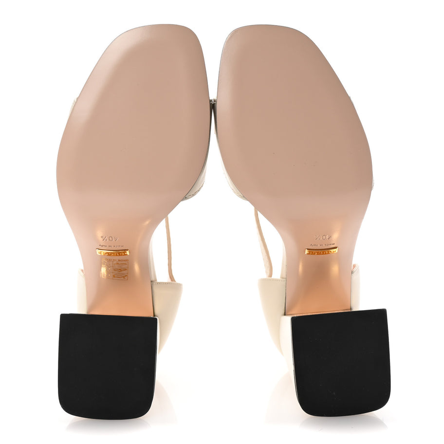 Gucci Nappa Horsebit Cross Strap 95mm Sandals 40.5 Mystic White Image 6