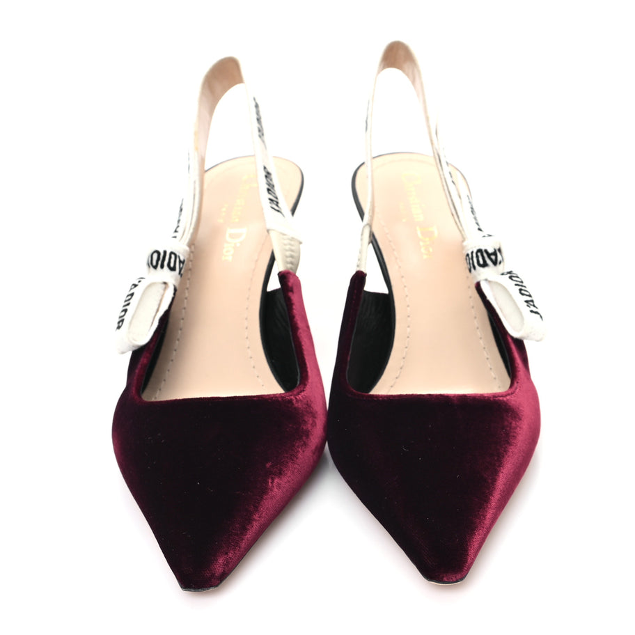 Christian Dior Velvet Ribbon J'Adior Slingback 65mm Pumps 39 Deep Amaranth Image 3