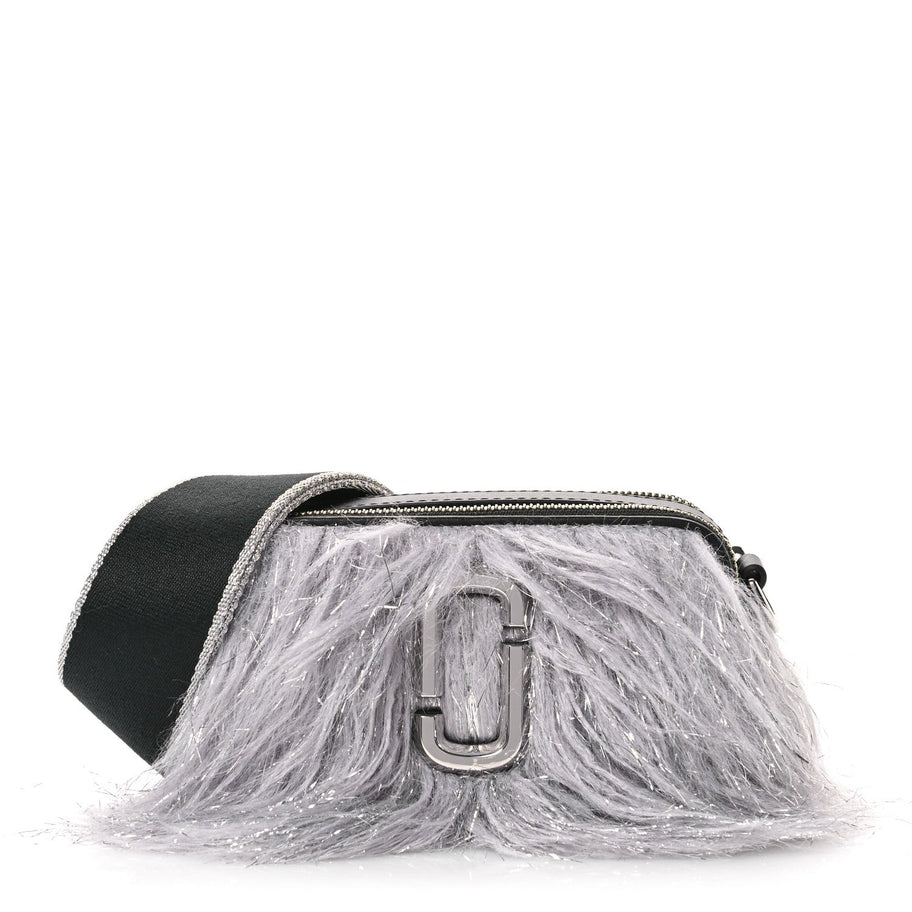 Marc Jacobs Faux Fur Calfskin The Creature Snapshot Camera Bag Grey Silver Image 1