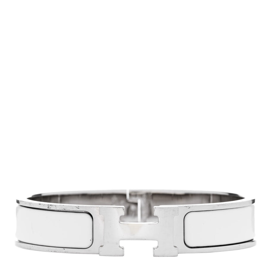 Hermes Enamel Narrow Clic Clac H Bracelet PM White Image 1