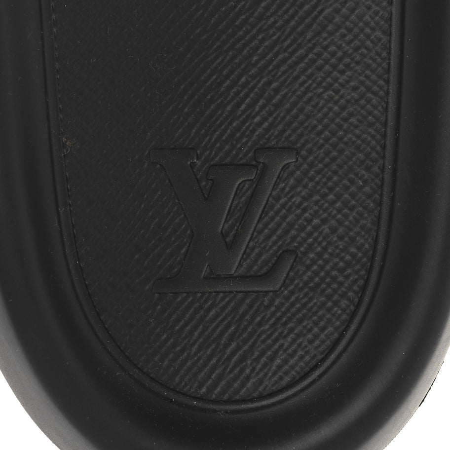 Louis Vuitton Rubber Embossed Monogram Mens Waterfront Mules Black Image 7