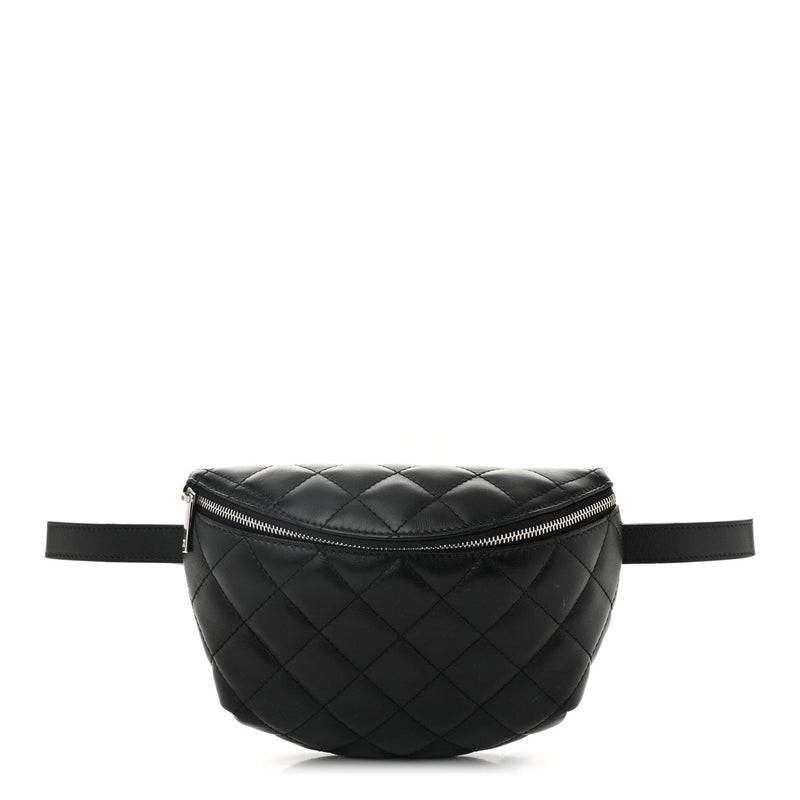  Chanel Calfskin Quilted Waist Belt Bag Black