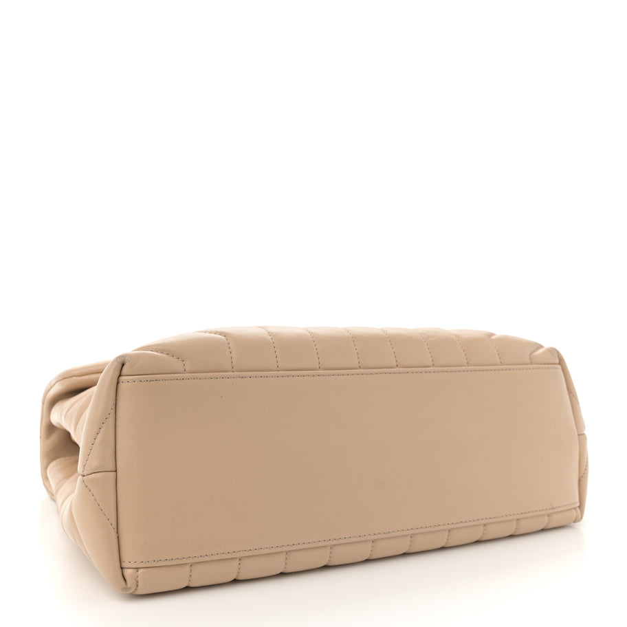 Saint Laurent Calfskin Y Quilted Monogram Medium Loulou Chain Satchel Dark Beige Image 4