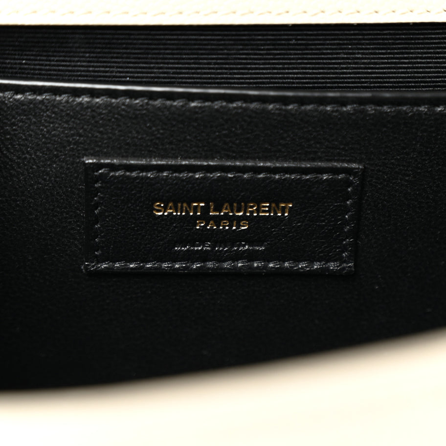 Saint Laurent Grain De Poudre Textured Mixed Matelasse Medium Triquilt Monogram Satchel Crema Soft Image 6