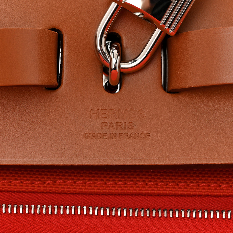 Hermes Military Toile Vache Hunter Herbag a Dos Zip Retourne Backpack Orange Mecano Fauve Image 7