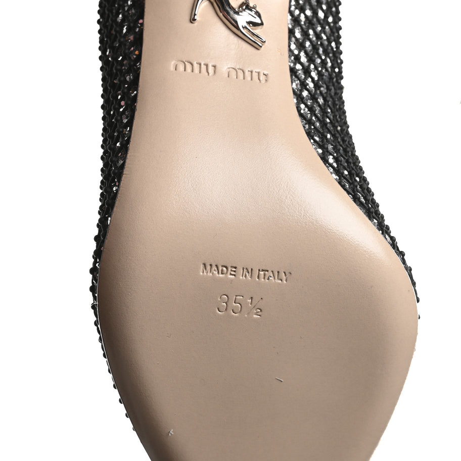 Miu Miu Glitter Rete 85 Pumps 35.5 Silver Black Image 7