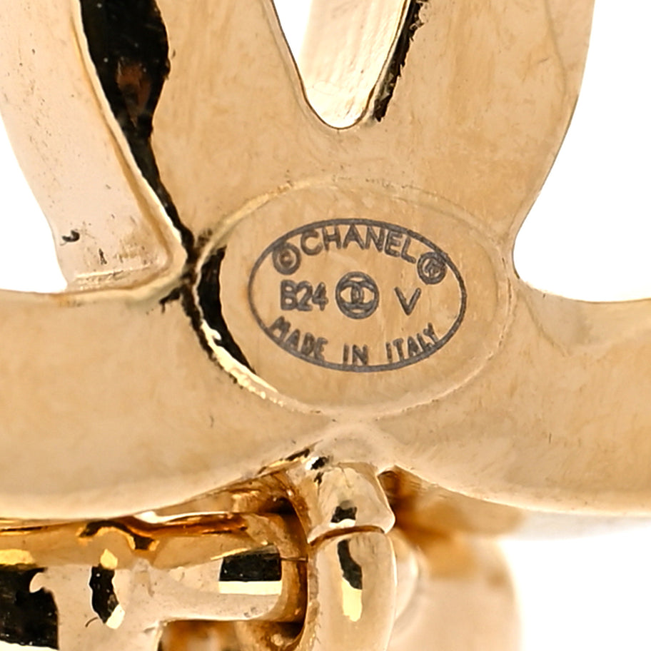 Chanel Metal Crystal CC Heart Drop Earrings Gold Image 4
