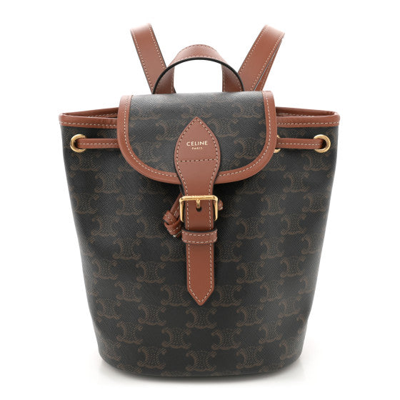 Celine Triomphe Canvas Calfskin Folco Backpack Tan Image 1