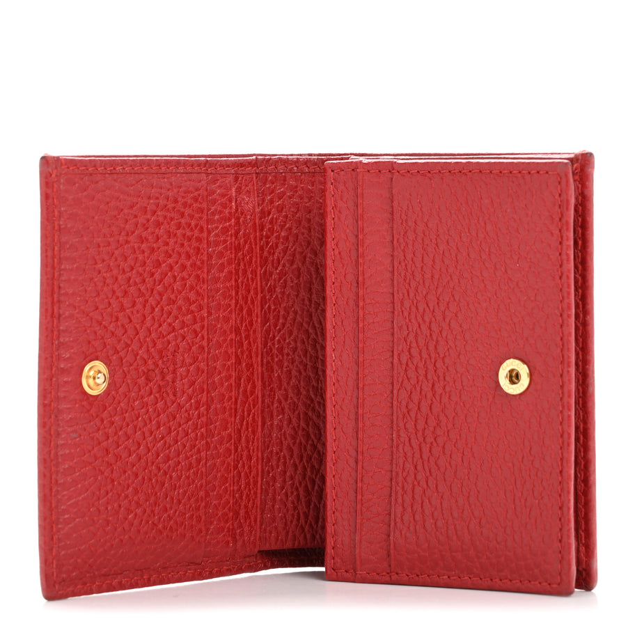 Gucci Pebbled Calfskin GG Marmont Card Case Hibiscus Red Image 5