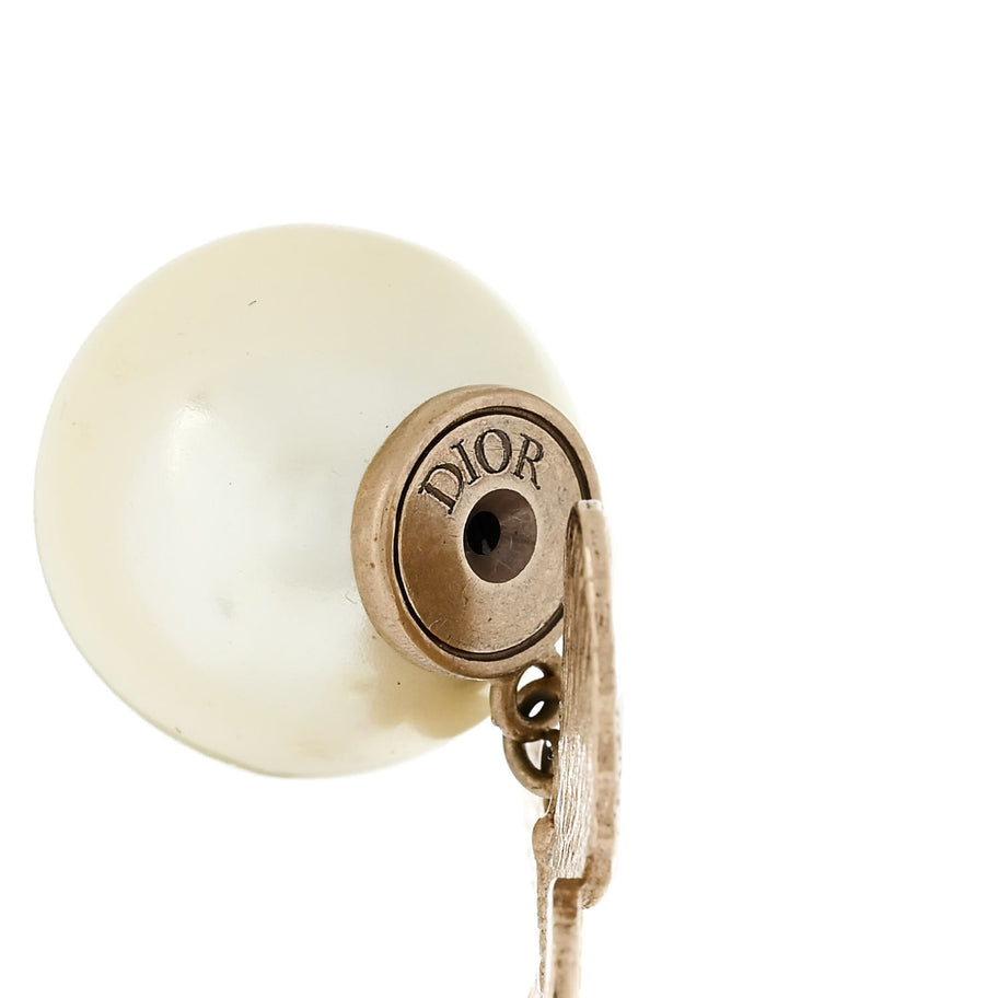 Christian Dior Pearl Butterfly Tribal Earrings Gold Image 4