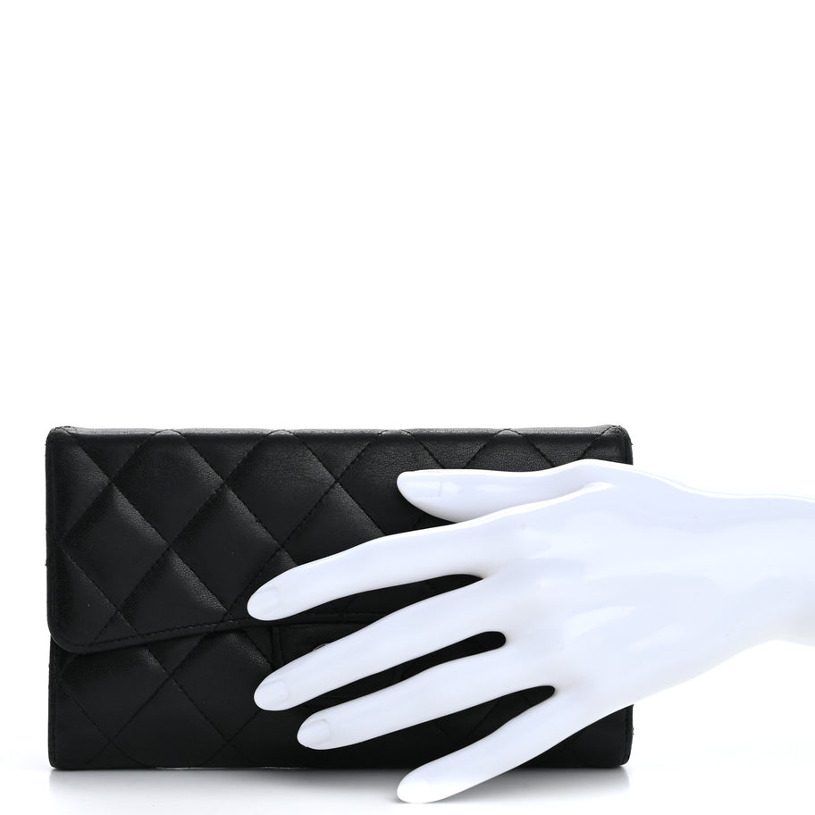 Chanel Lambskin Quilted Large Flap Wallet Black Image 2
