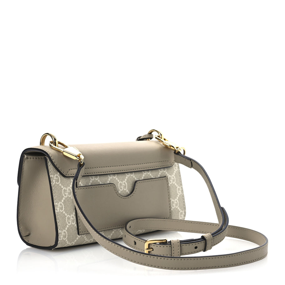 Gucci GG Supreme Monogram Calfskin Mini Padlock Shoulder Bag Beige Mystic White Oatmeal Image 3