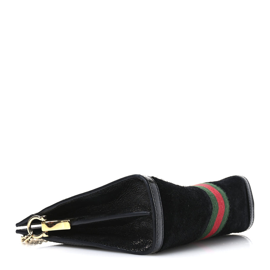 Gucci Suede Patent GG Web Small Ophidia Chain Shoulder Bag Black Image 4