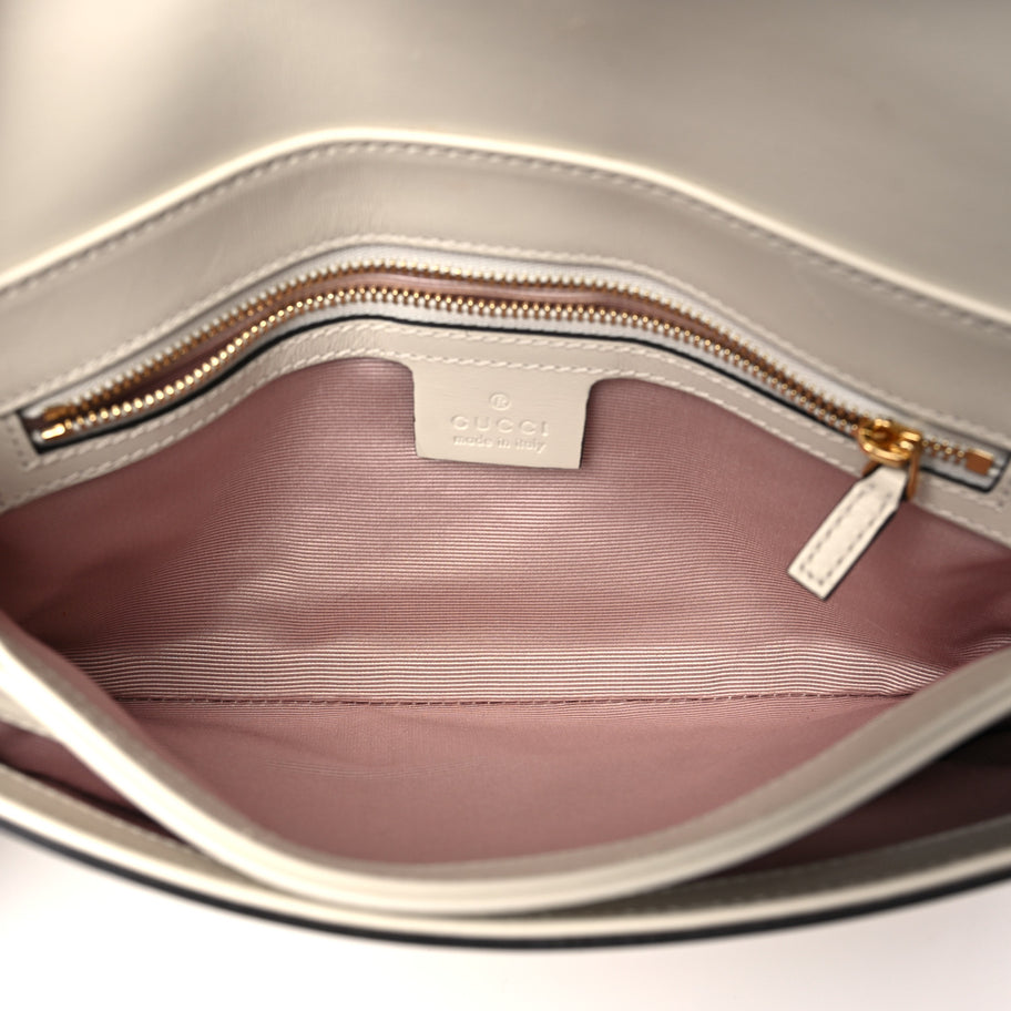 Gucci Calfskin Small Arli Flap Shoulder Bag Mystic White Image 5