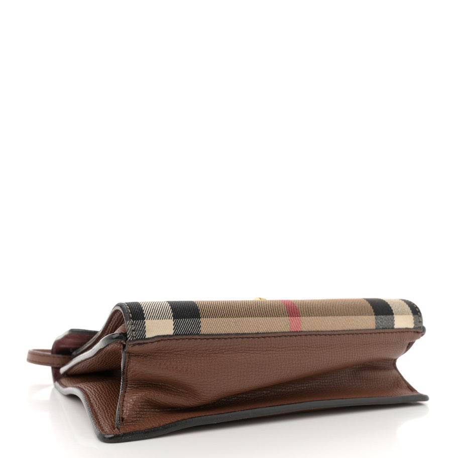 Burberry Derby Calfskin House Check Small Macken Crossbody Bag Tan Image 4