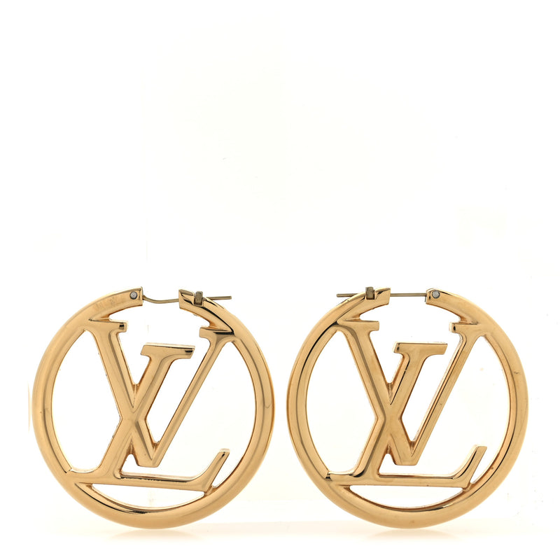  Louis Vuitton Metal Louise Hoop Earrings Gold