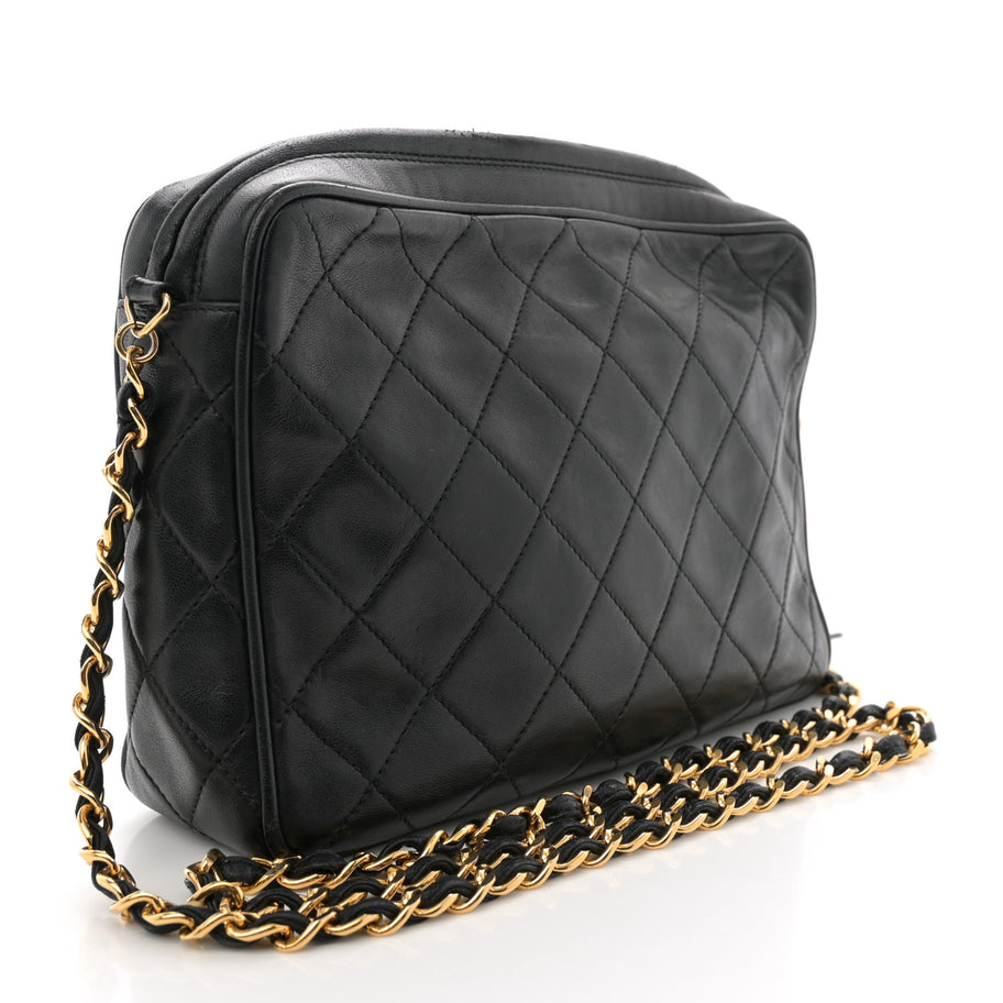 Chanel Lambskin Quilted Tassel Camera Case Black Image 3