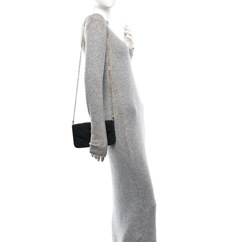  Louis Vuitton Empreinte Pochette Felicie Chain Wallet Black