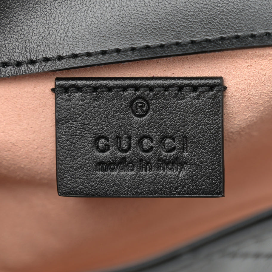 Gucci Calfskin Matelasse Super Mini GG Marmont Shoulder Bag Black Image 6