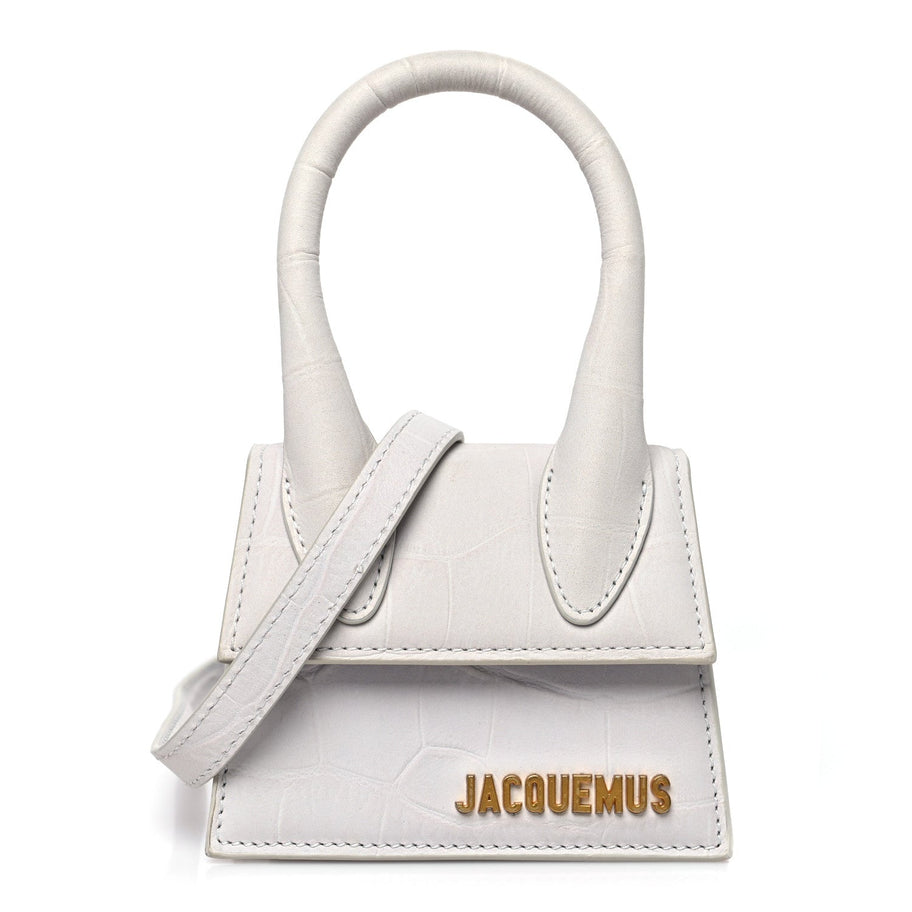Jacquemus Suede Crocodile Embossed Le Chiquito Grey Image 1