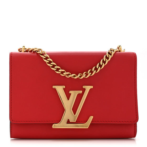  Louis Vuitton Calfskin Chain Louise MM Red