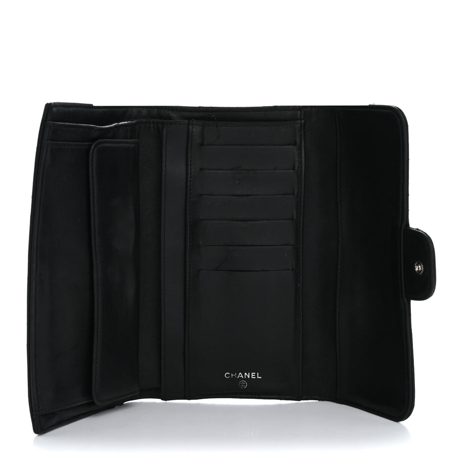 Chanel Lambskin Quilted Large Flap Wallet Black Image 5