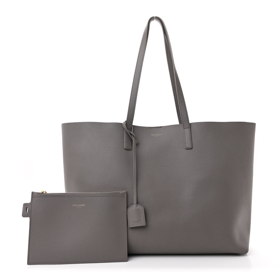 Saint Laurent Calfskin Large Shopping Tote Fog Image 3