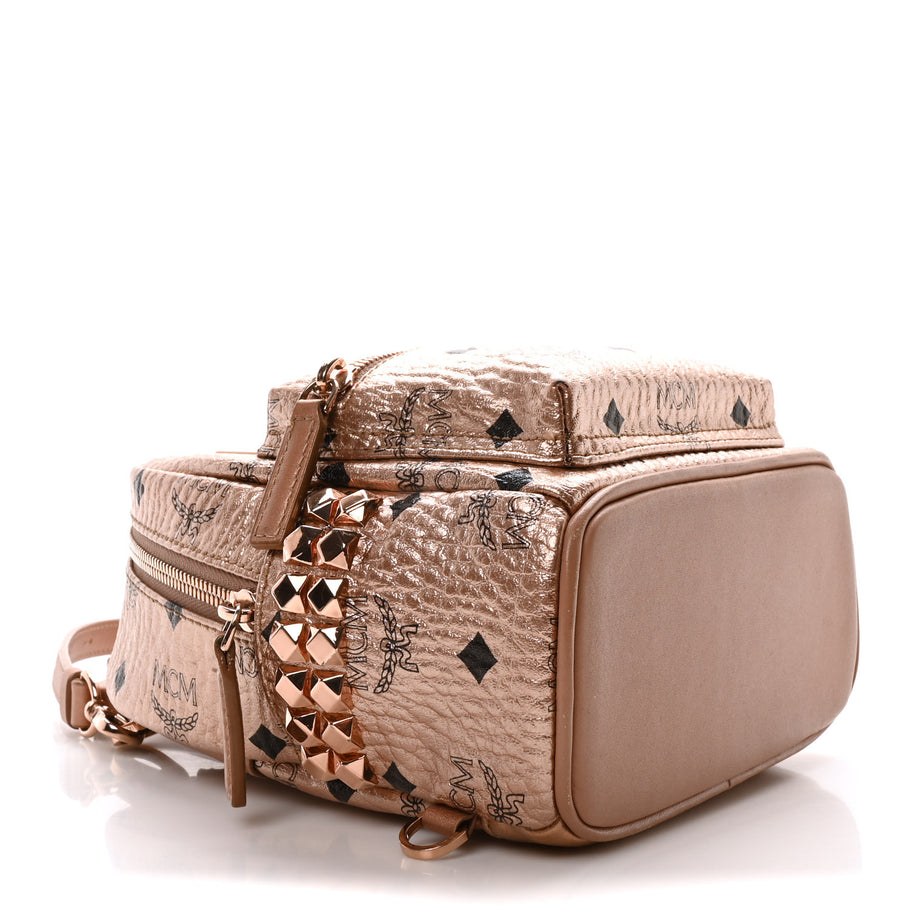 MCM Visetos Studded X-Mini Bebe Boo Backpack Champagne Gold Image 4