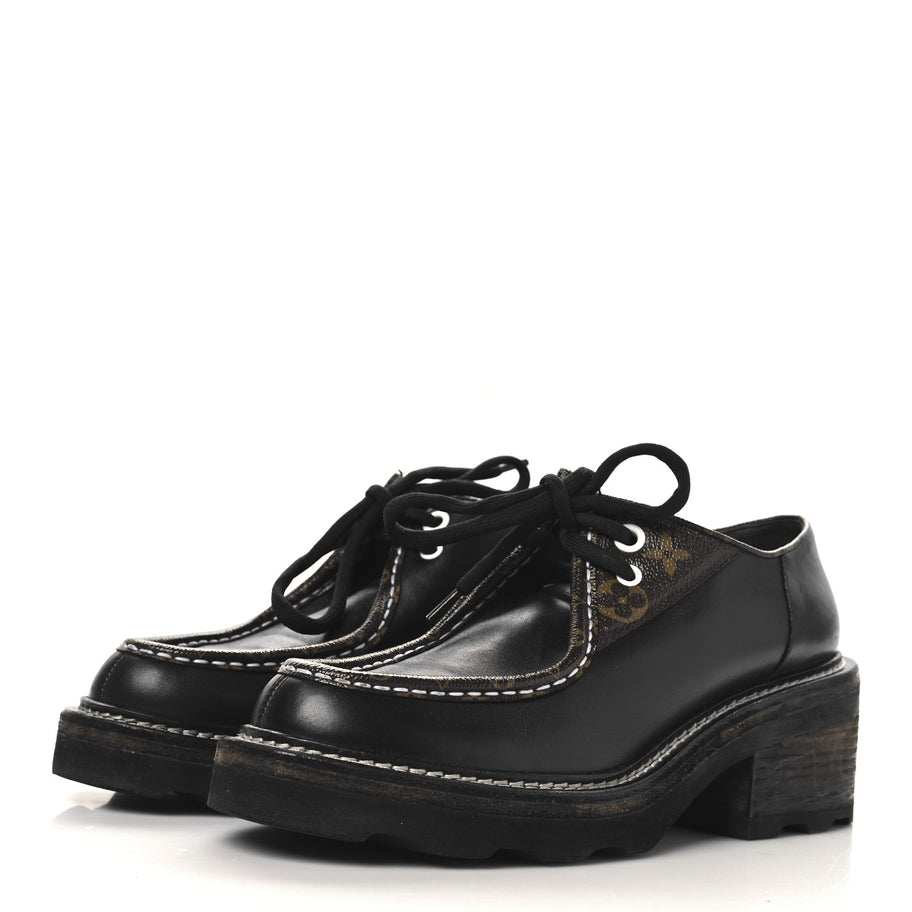 Louis Vuitton Monogram Calfskin Beaubourg Platform Derby Shoes Brown Image 4