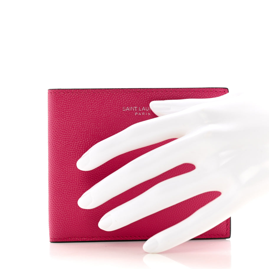 Saint Laurent Grain De Poudre Portefeuille Bi-Fold Wallet Fuchsia Image 2