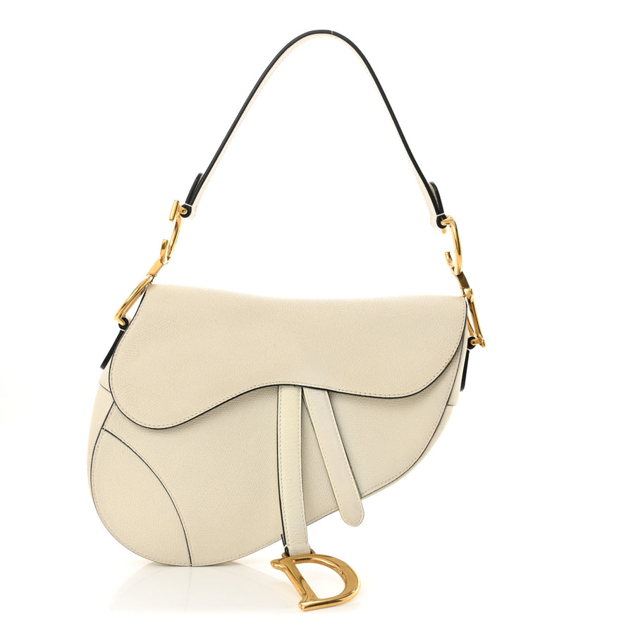 Christian Dior Grained Calfskin Saddle Bag White Image 1