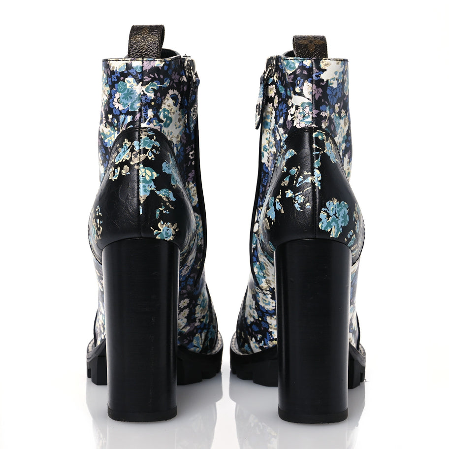 Louis Vuitton Calfskin Floral Star Trail Ankle Boots Black Image 5