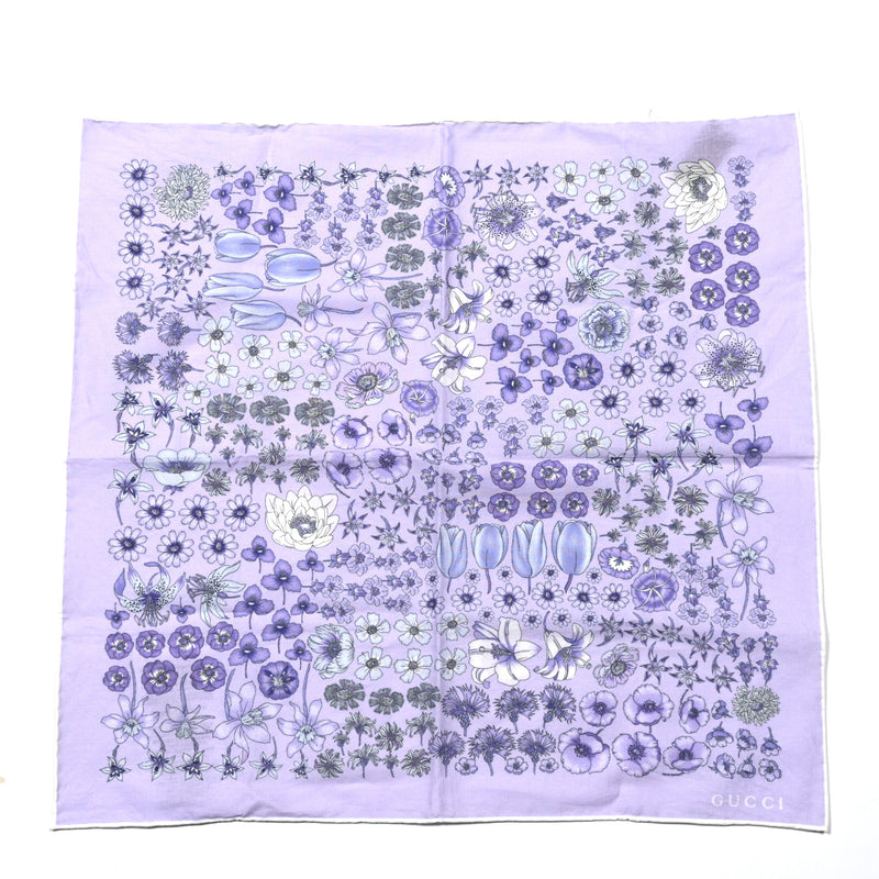  Gucci Cotton Floral Square Scarf Purple