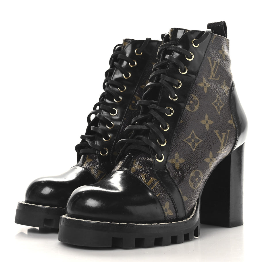 Louis Vuitton Patent Calfskin Monogram Star Trail Ankle Boots Black Image 4