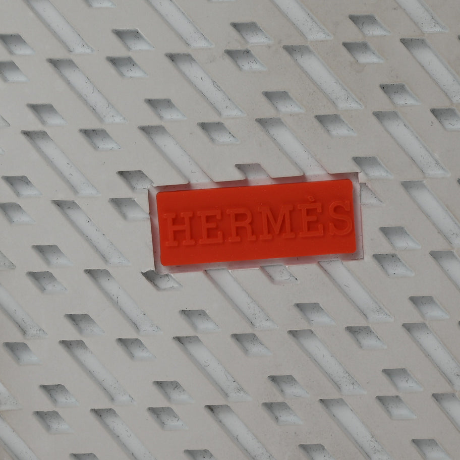 Hermes Calfskin Mens Deep Sneakers 42 White Black Image 7