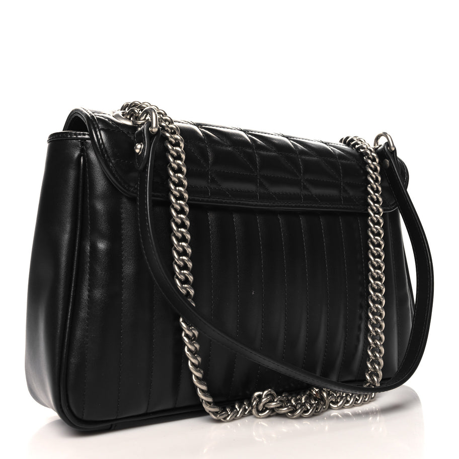 Gucci Calfskin Matelasse Aria Medium GG Marmont Shoulder Bag Black Image 3