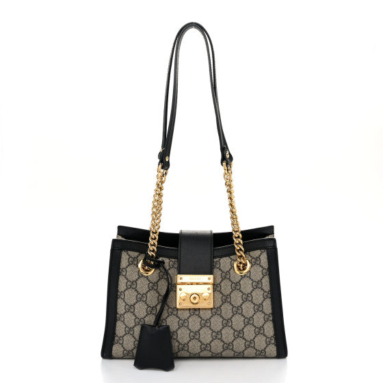  Gucci GG Supreme Monogram Small Padlock Tote Black