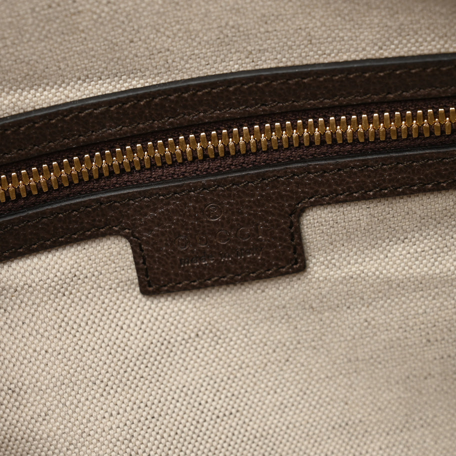Gucci Monogram Jumbo GG Textured Dollar Calfskin Web Medium Duffle Bag Camel Ebony Image 5