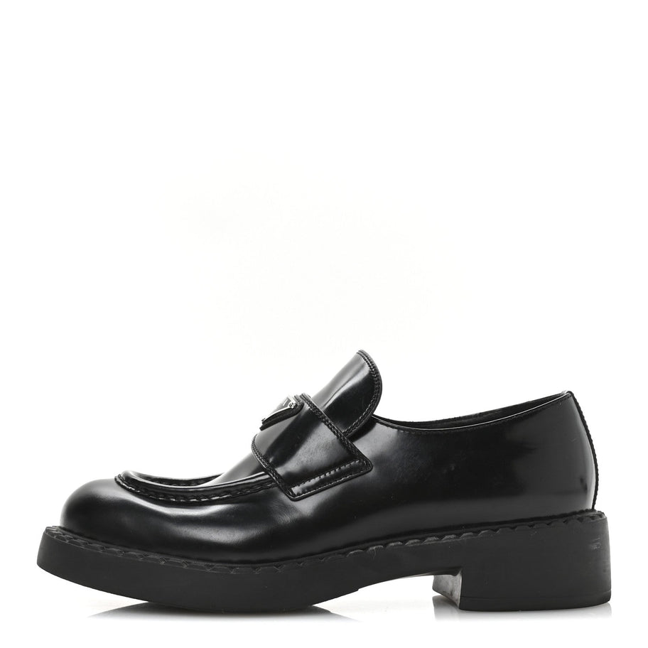 Prada Spazzolato Metal Triangle Logo 50mm Loafers 40 Black Image 1