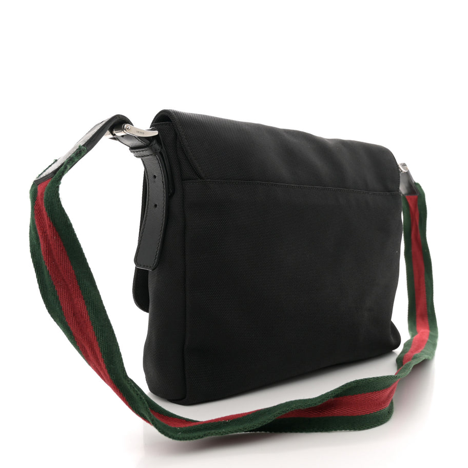 Gucci Techno Canvas Web Large Flap Messenger Bag Black Image 2