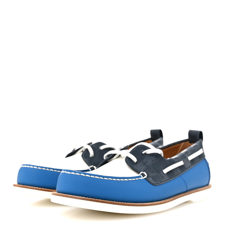 Louis Vuitton Mat Calfskin Mens Rubber America's Cup Marine Boat Shoe Pacific Blue Image 4
